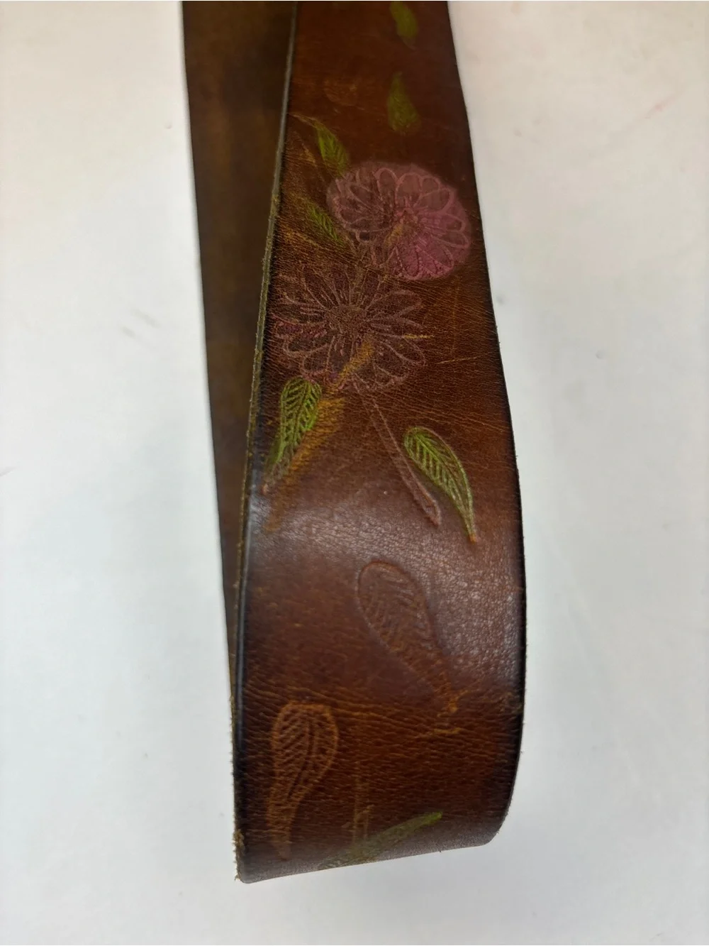 Tex Tan tooled Leather Men's Belt with Floral Detail